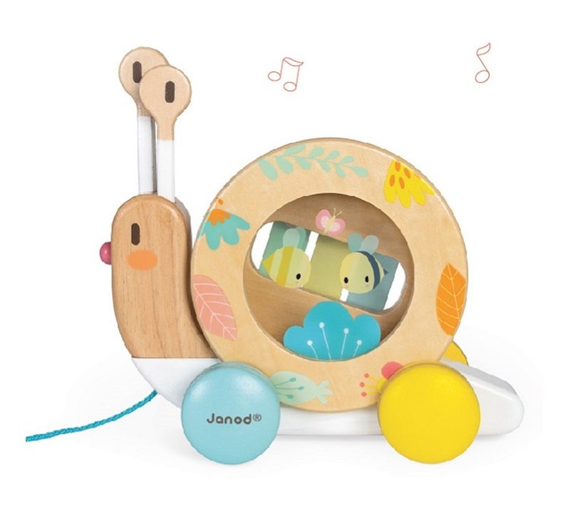 [Janod, France] Baby's Fantasy World-Snail Knocking Cart - Kids' Toys - Wood 