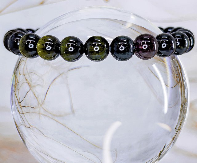 無限ループ【透明濃色 マルチカラー トルマリン】高品質7mm+ ミックス