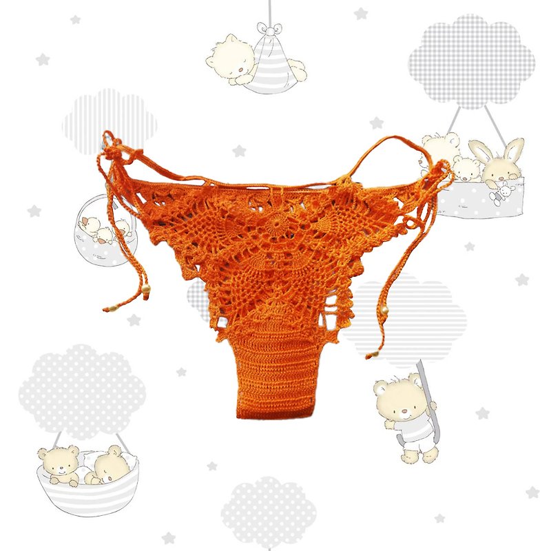 Lace Butterfly Lingerie for men, Sissy Panties, Crochet Underwear - Men's Underwear - Cotton & Hemp Orange
