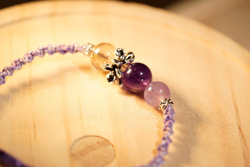 Design model-Natural crystal Wax rope braided bracelet-Zilian Liucai - สร้อยข้อมือ - คริสตัล สีดำ