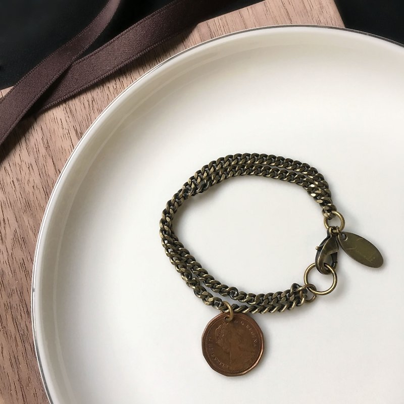 SAMEDi - Coin, Double Coarse Grinding Chain - Bronze - Bracelets - Other Metals Brown