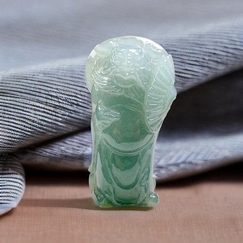 瓔珞翡翠 冰綠翡翠巧雕鍾馗 | 天然緬甸玉翡翠A貨 | 送禮