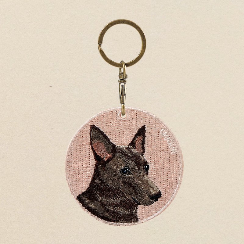 EMJOUR Double-sided Embroidery Charm-Taiwan Dog (earth dog) | Simulation Embroidery - Charms - Thread Pink