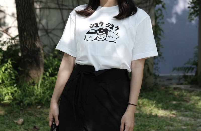 シュウシュウ brand T-shirt - เสื้อยืดผู้หญิง - ผ้าฝ้าย/ผ้าลินิน ขาว