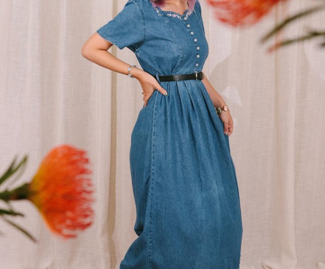 Tsubasa.Y│**Various options**Vintage embroidered denim dress