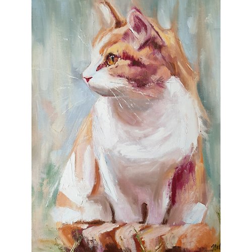 猫の絵動物オリジナルアートCATSSERIESペットの油絵 - ショップ