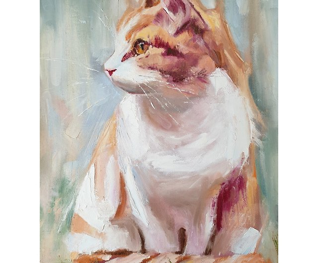 油絵 油彩 猫 オリジナル - 絵画/タペストリー