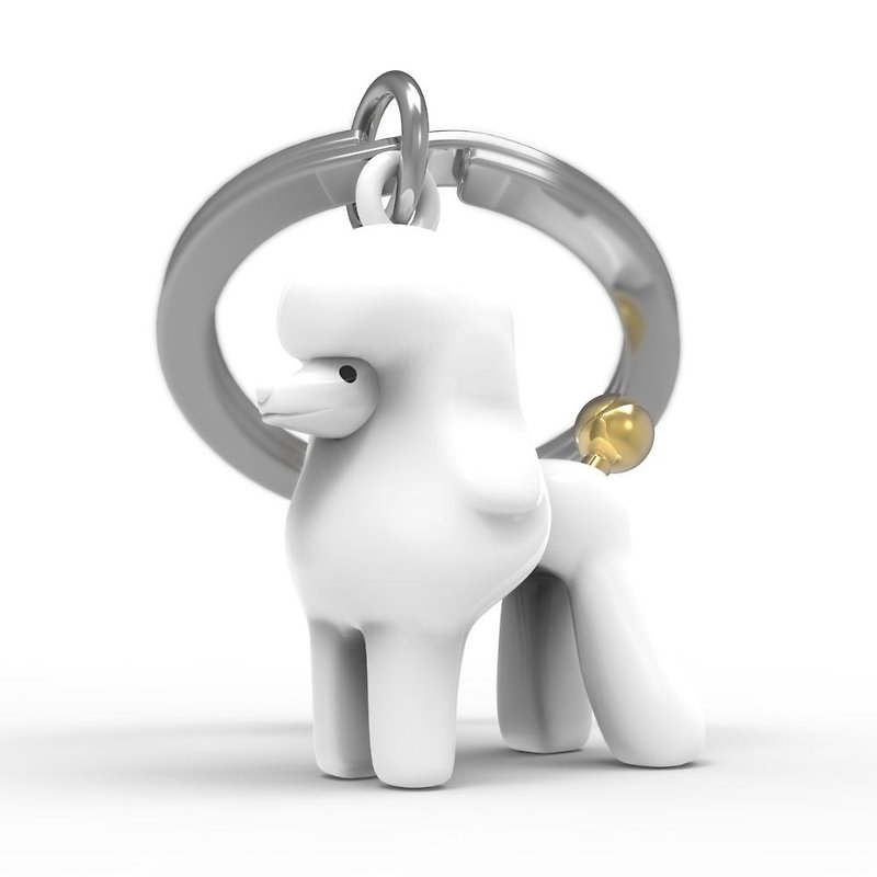 【Metalmorphose】MTM Poodle Keychain Animal Charm/Dog/Pet/Gift - Keychains - Other Metals White
