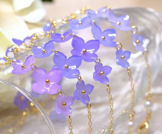 紫陽花ブレスレット【紫陽花の涙】 - ショップ 蝶蔵閣 -手作り