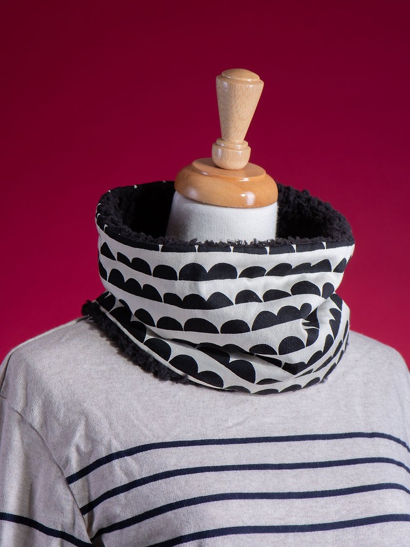 [small semicircle] neck circumference #颈暖暖套# scarf#寒流#可爱#Christmas exchange gift - ผ้าพันคอ - ผ้าฝ้าย/ผ้าลินิน สีดำ