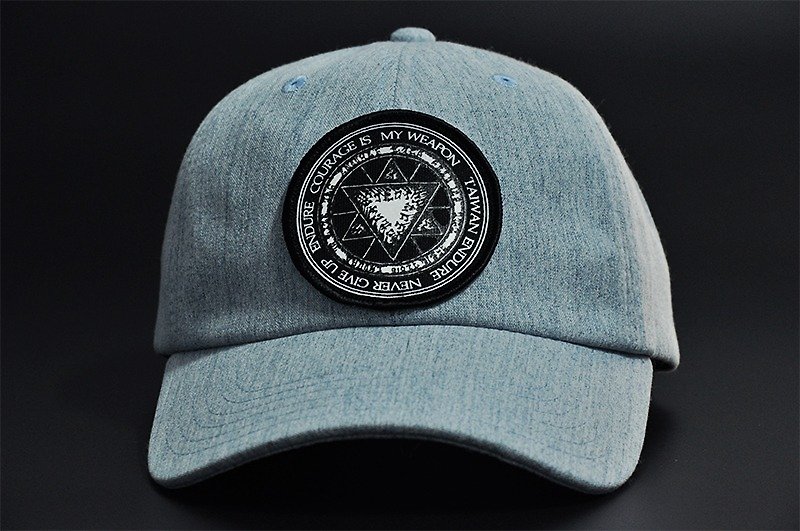 Hexagon magic symbols / light blue denim - Hats & Caps - Cotton & Hemp 