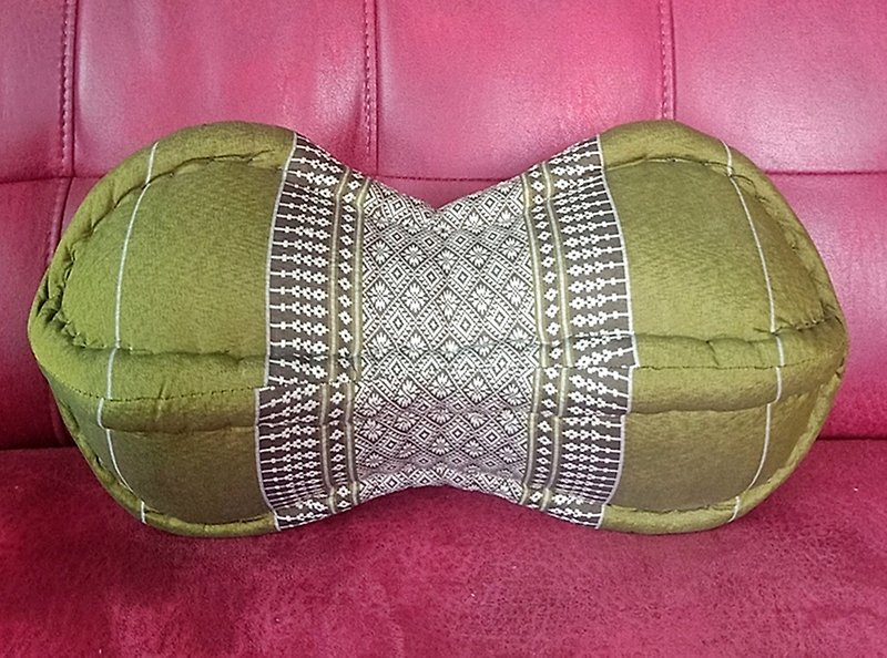 Neck support kapok cushion. papaya shaped neck pillow, Thai handmade OTOP items - Pillows & Cushions - Cotton & Hemp Green