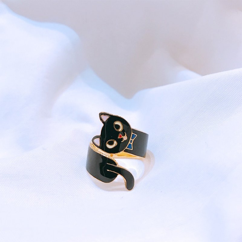 Smart Cat | Finger Wrap Ring - แหวนทั่วไป - วัตถุเคลือบ สีดำ