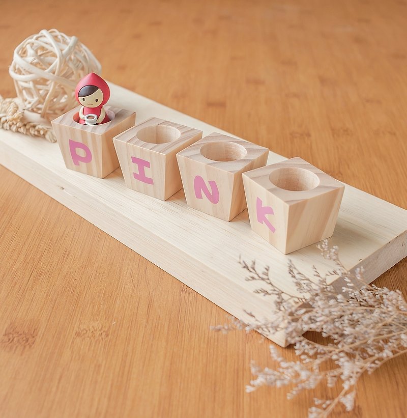 【Alphabet magnet tub】 manual fleshy wood flower / without planting admission - ตกแต่งต้นไม้ - ไม้ 