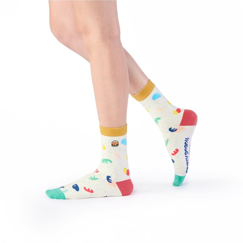 [Joint Series Crazygogo] Free to climb/white (F) MIT design mid-calf socks - Socks - Cotton & Hemp White