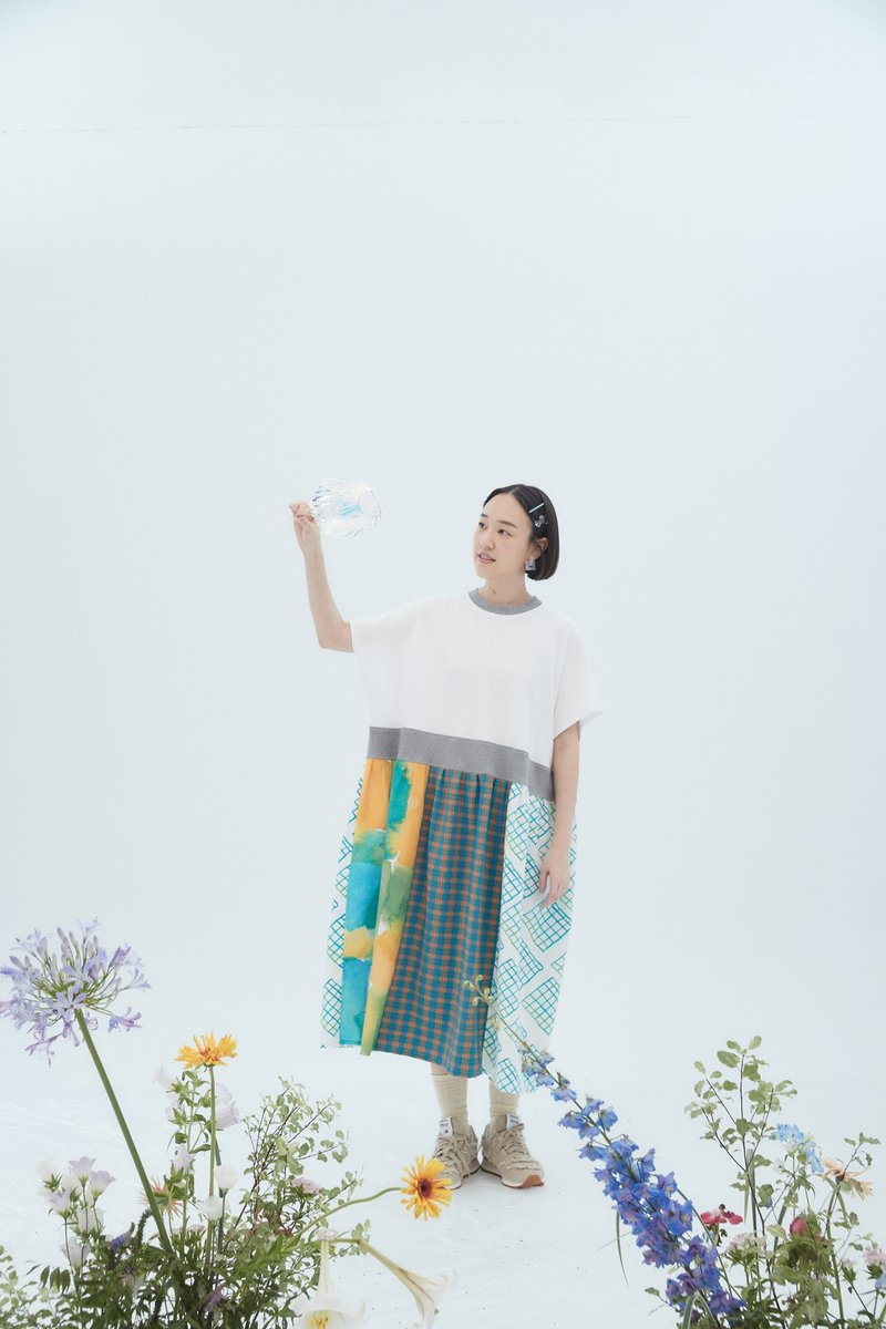 白tee拼接印花洋裝 - 洋裝/連身裙 - 棉．麻 多色