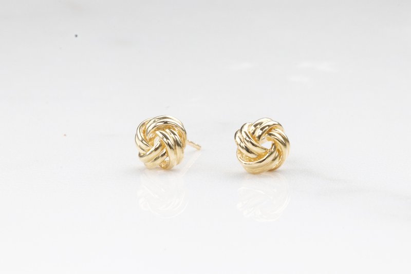 14K Twisted roll Earring twist earrings - ต่างหู - เครื่องประดับ สีทอง