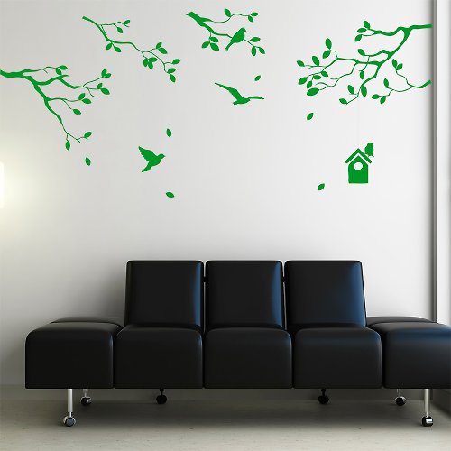 Smart Design 設計 壁貼 Smart Design 創意無痕壁貼◆鳥兒與樹(8色可選)