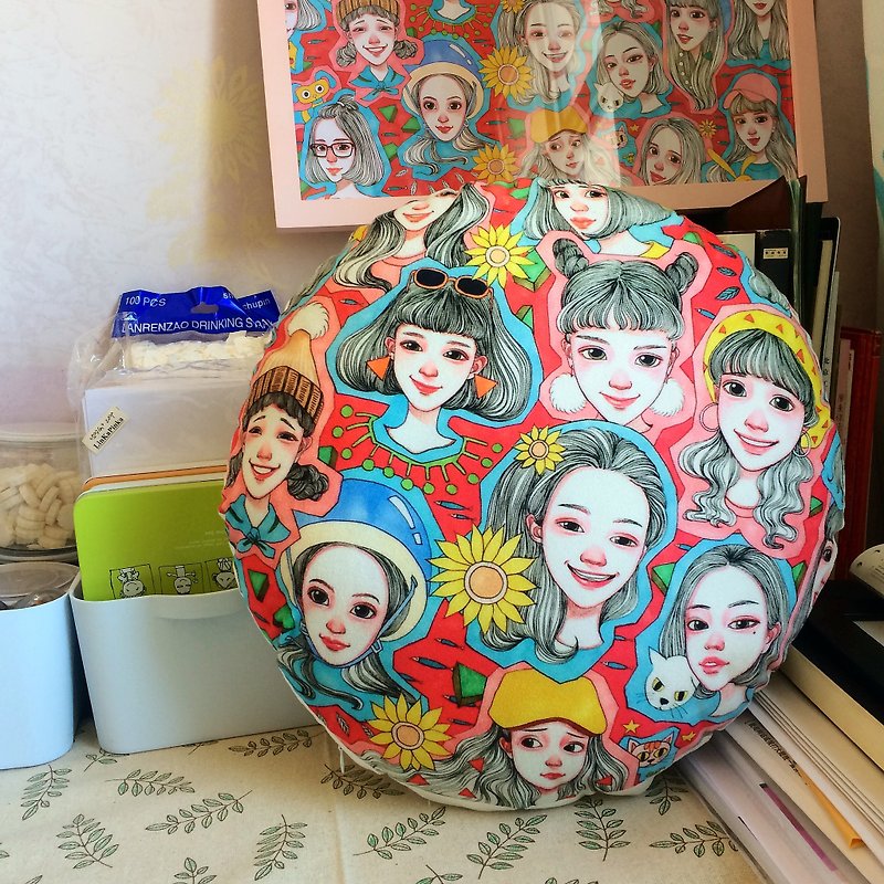 Qinky's Red [stock] exchange Christmas gifts pillow [creative gift / hand-painted / birthday gift] - Pillows & Cushions - Cotton & Hemp 