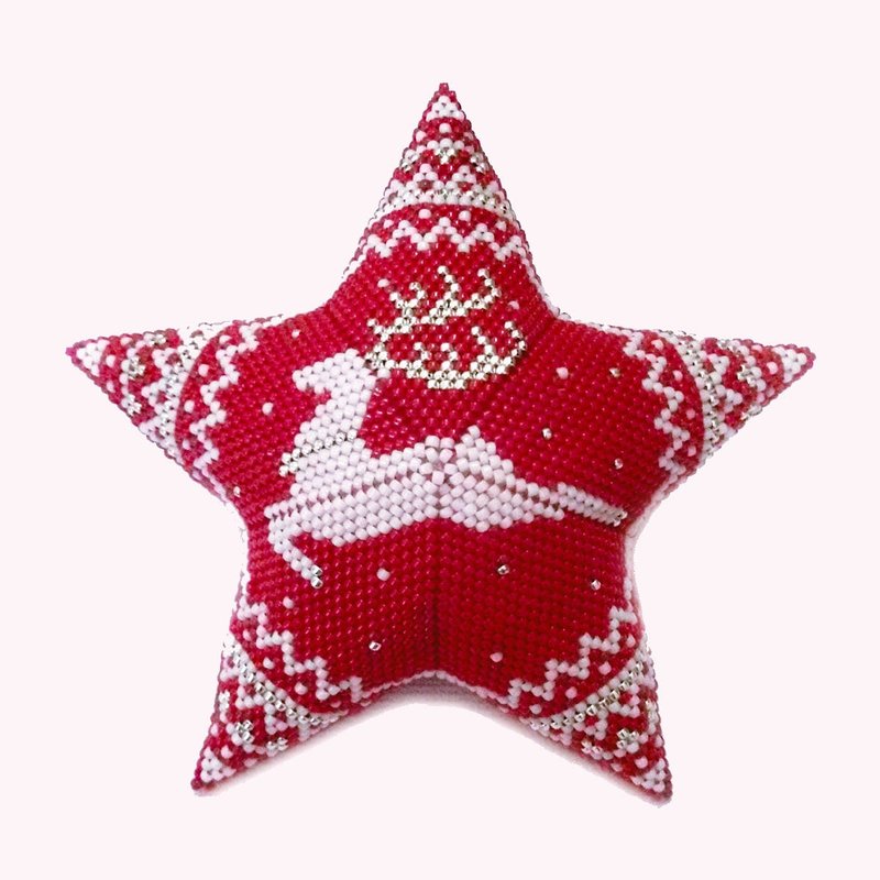 Digital Download - White Christmas Deer 3D Peyote Star Beading PDF Pattern - คอร์สงานฝีมือ/หนังสือคู่มือ - วัสดุอื่นๆ 