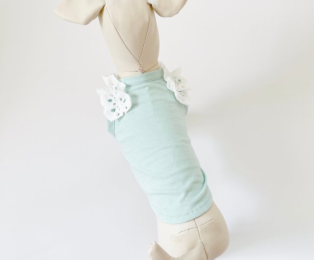 犬服・レースフリルタンクトップ_ミント - ショップ pomponne