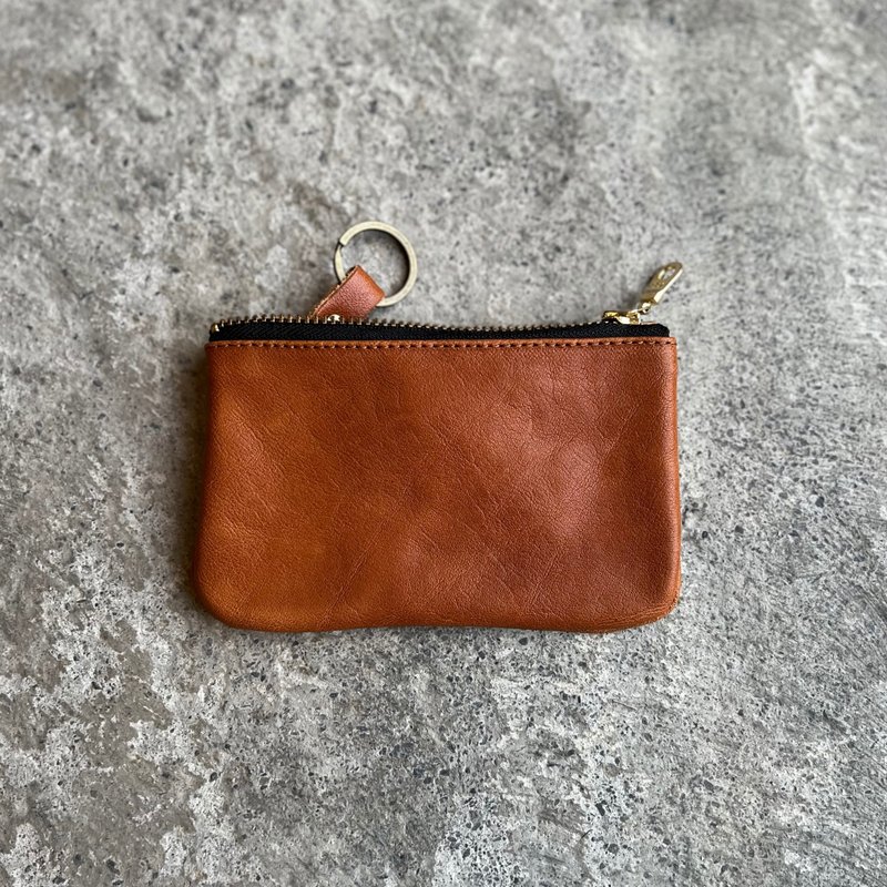 Key card holder-honey vegetable tanned cowhide can hold keys, change and cards [LBT Pro] - ที่ห้อยกุญแจ - หนังแท้ สีส้ม