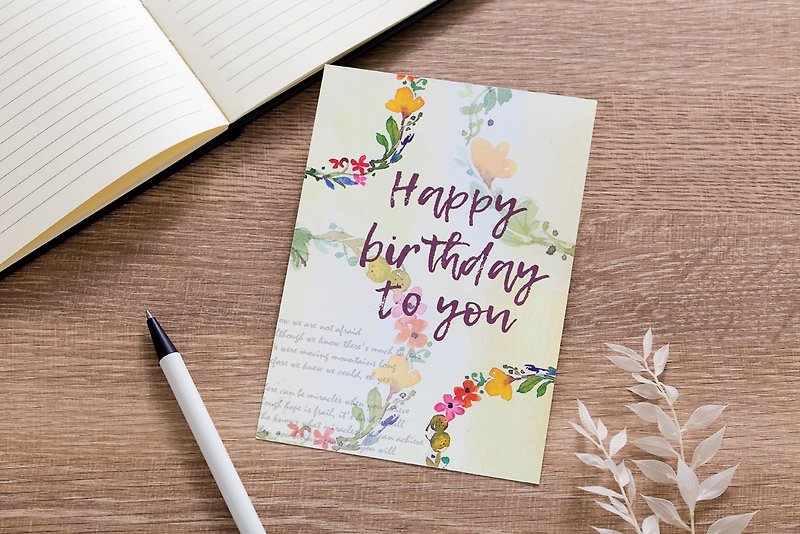 Happy birthday watercolor wreath postcard - Cards & Postcards - Paper 