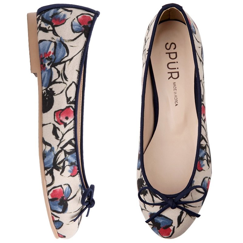 SPUR Bow Doodle Flats JS8023 NAVY - スリッポン - その他の素材 