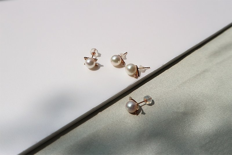 18k seawater pearl diamond stud earrings - Earrings & Clip-ons - Diamond White