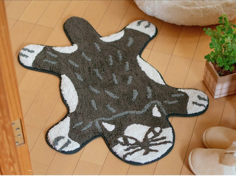 【Reservation】India-made cute animal rug - พรมปูพื้น - ผ้าฝ้าย/ผ้าลินิน สีเงิน