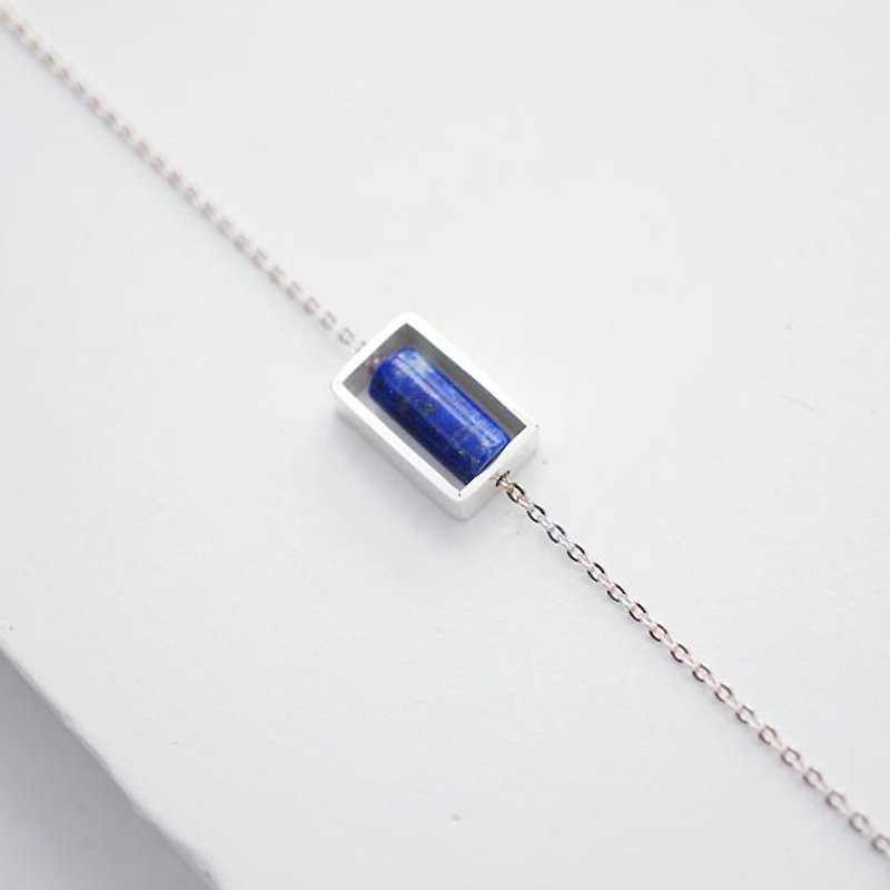 Natural Gemstone lapis lazuli handmade sterling silver necklace - Necklaces - Gemstone Blue