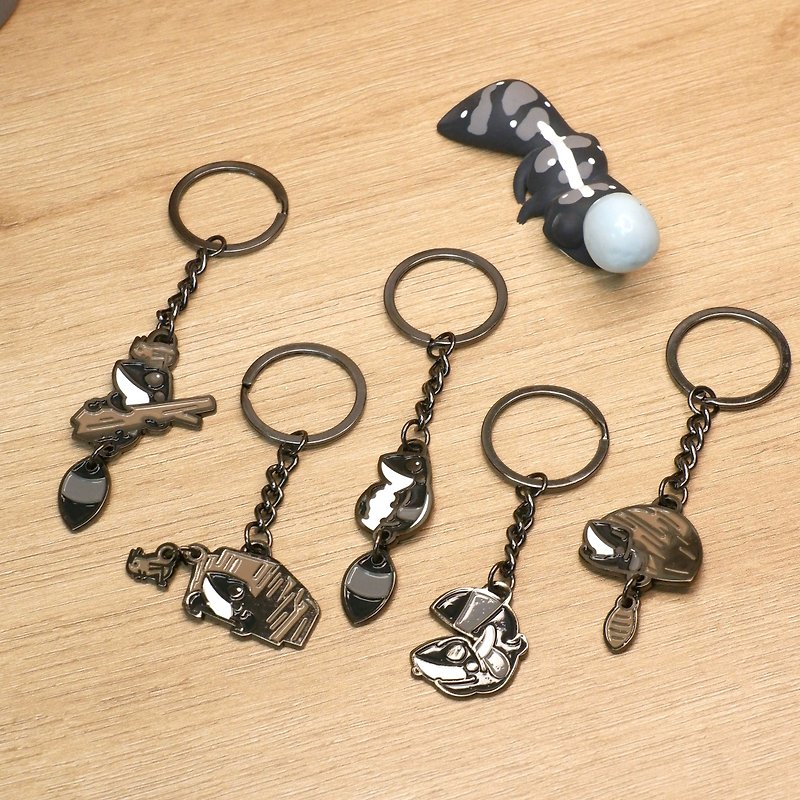 Cute Gecko Soft Enamel Keychain Badge Set - Black (5pcs) - Badges & Pins - Other Metals Black