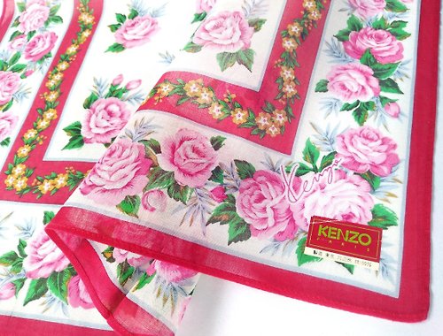 orangesodapanda Kenzo Vintage Handkerchief Women Handkerchief Floral Roses 18 x 17.5inches