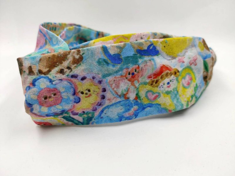 Petitbebe~Hand-painted cotton bear hand-made headband - Hair Accessories - Cotton & Hemp Blue