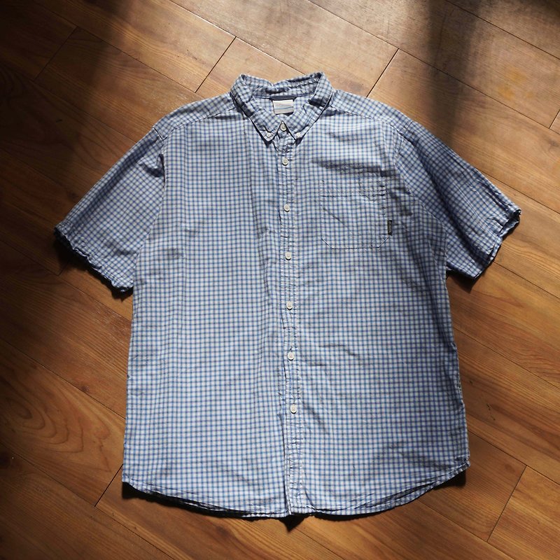 ABOUT vintage/selected items. Columbia light blue plaid shirt - เสื้อเชิ้ตผู้ชาย - ผ้าฝ้าย/ผ้าลินิน สีน้ำเงิน