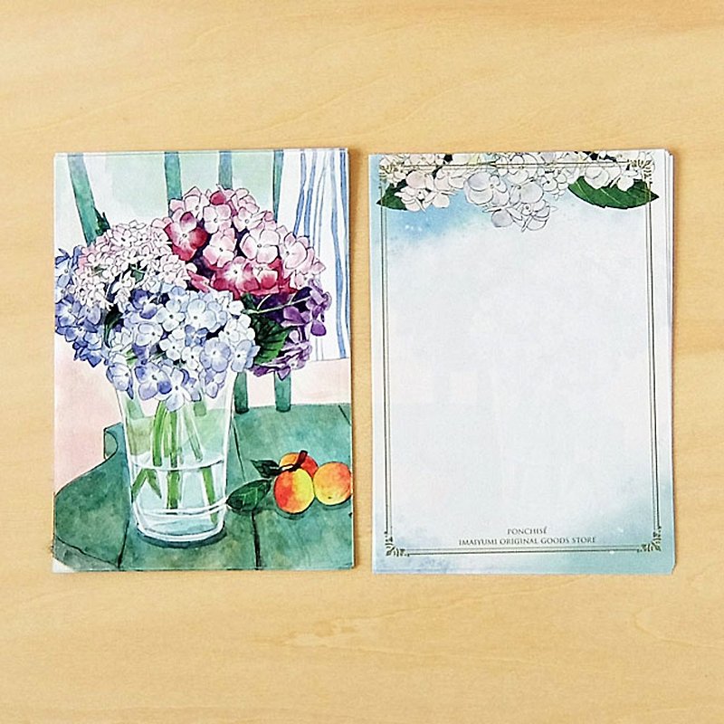 メモ紙　紫陽花 - カード・はがき - 紙 パープル