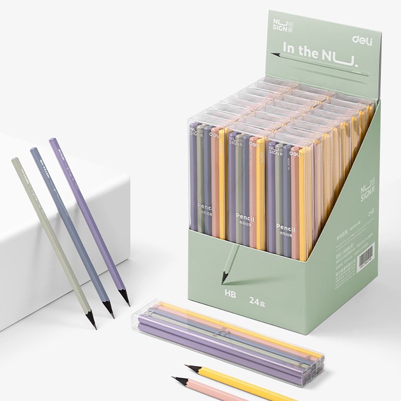 Deli NU SIGN Black Wood Color Pencil/NS724-HB/NS724-2B/Box/5 Pieces - ดินสอ - ไม้ ขาว