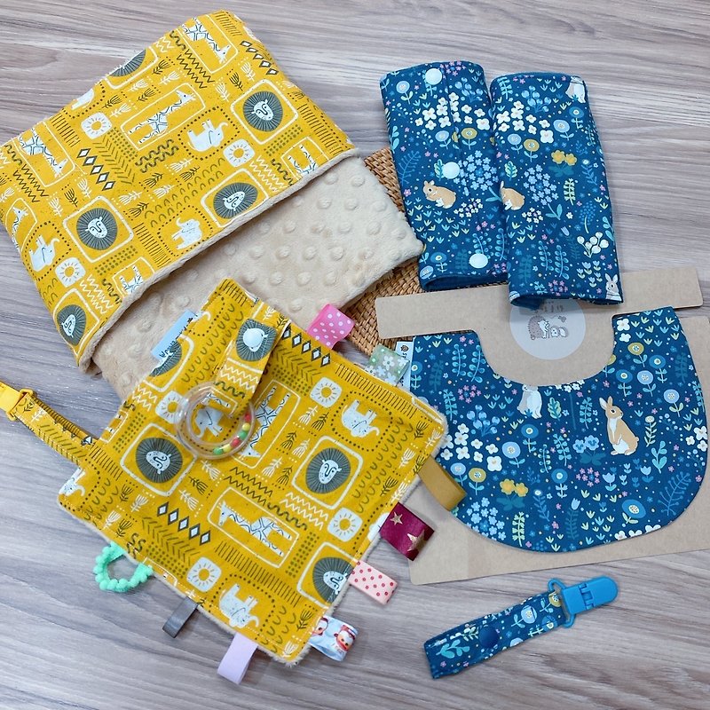 Customized baby gift box, outing beanie blanket, sling, dual-use saliva towel, pacifier chain, soothing towel - ของขวัญวันครบรอบ - ผ้าฝ้าย/ผ้าลินิน 