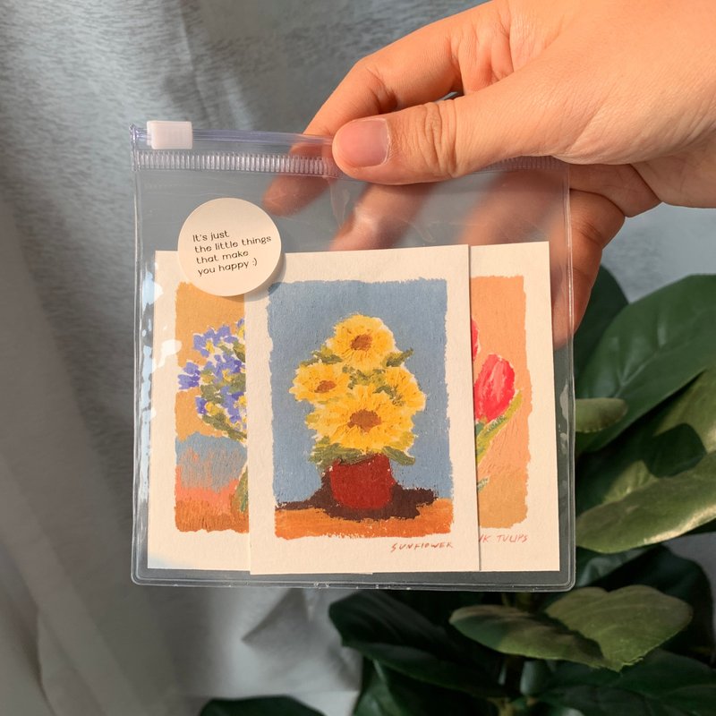 Flowers Mini Card Set 6 Pcs. - 卡片/明信片 - 紙 多色