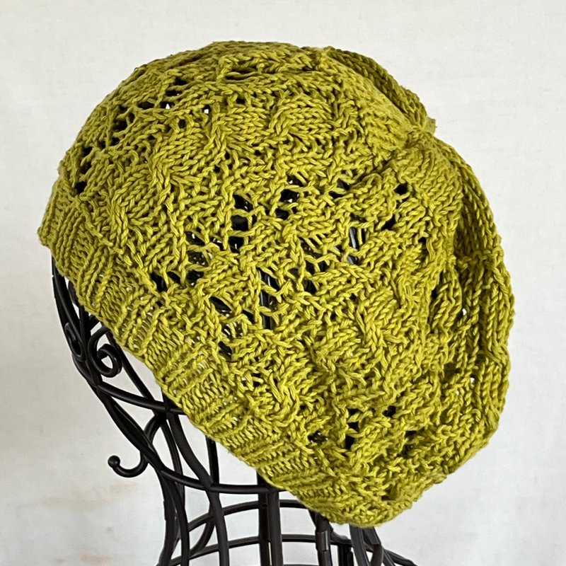 Cotton  Beanie Knit Hat - Lime Green - Hats & Caps - Cotton & Hemp Green