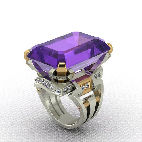 Helennar's Jewelry Studio 3D-model jewelry ring for a 50ct emerald-cut gemstone and diamonds. R16.75