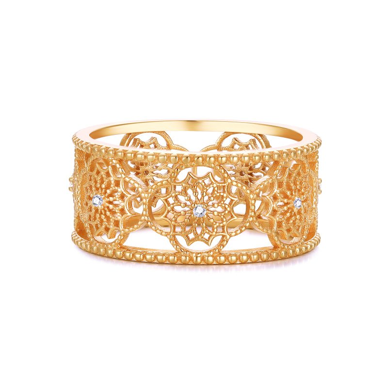 Gold/Silver Floral Ring - Chrysanthemum - แหวนทั่วไป - เงินแท้ สีทอง