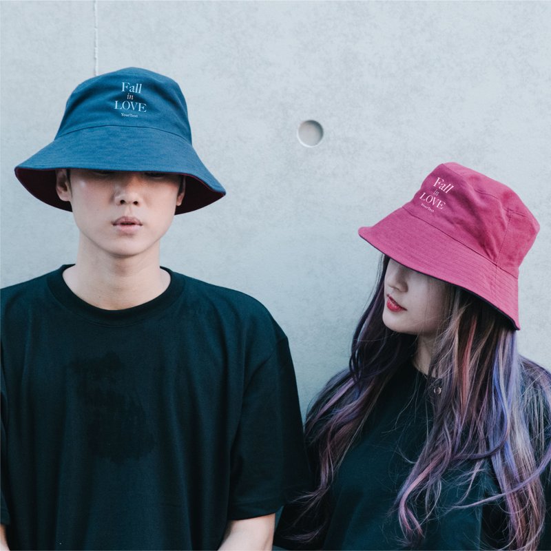 【客製化禮物】【情人告白系列】經典雙色漁夫帽(兩款/四色) - 帽子 - 棉．麻 