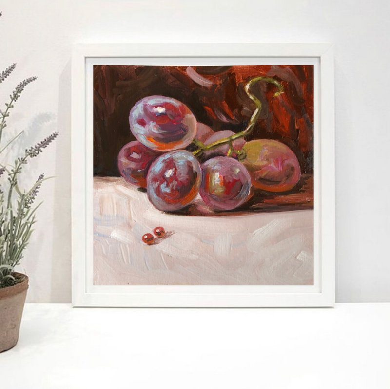 Vine original oil painting food kitchen - 壁貼/牆壁裝飾 - 其他材質 紫色
