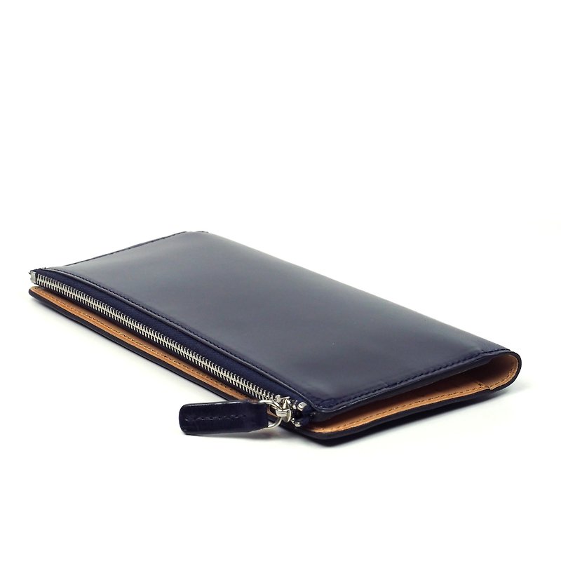 Long purse /Indigo BLUE - Wallets - Genuine Leather Blue