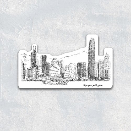 Paper with Pen 香港手繪貼紙: 維多利亞港