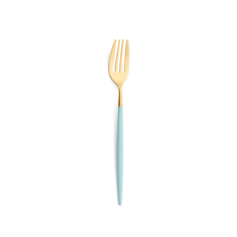 MIO TURQUOISE MATTE GOLD CUTLERY TABLE FORK - Cutlery & Flatware - Stainless Steel Blue