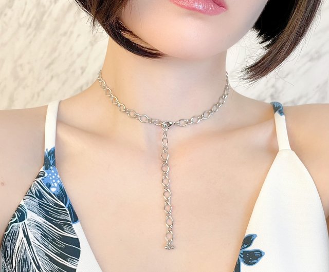 【Safiyaa】シルバーチョーカーネックレス シルバー/ フィガロチェーンの2WAYチョーカーネックレス SV337S