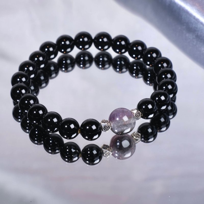 Guardian Series II Sky Eye Aurora·Black Onyx Sterling Silver Bracelet - สร้อยข้อมือ - คริสตัล สีดำ