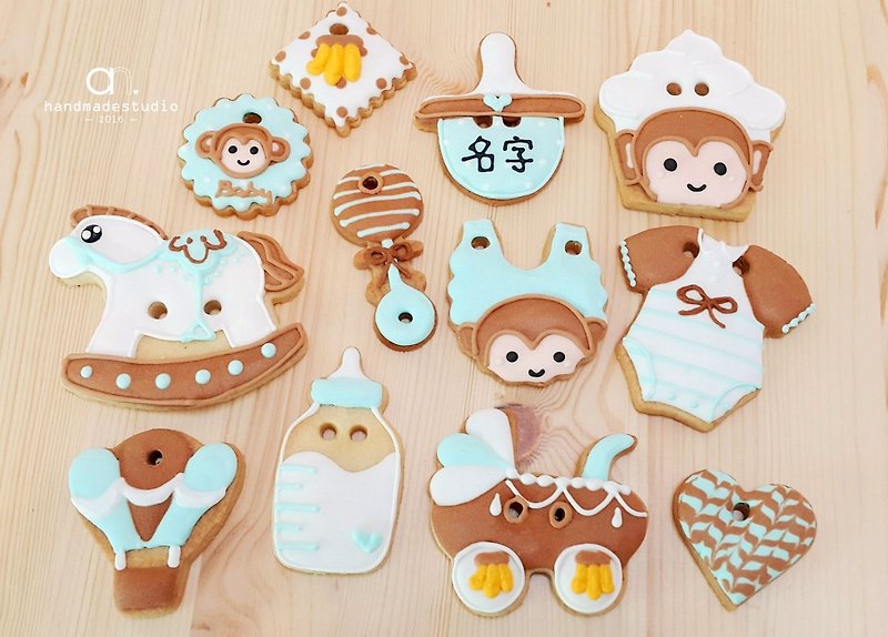 Naughty Little Monkey Baby income salivary sugar cookie 12 group by anPastry - Handmade Cookies - Fresh Ingredients Blue